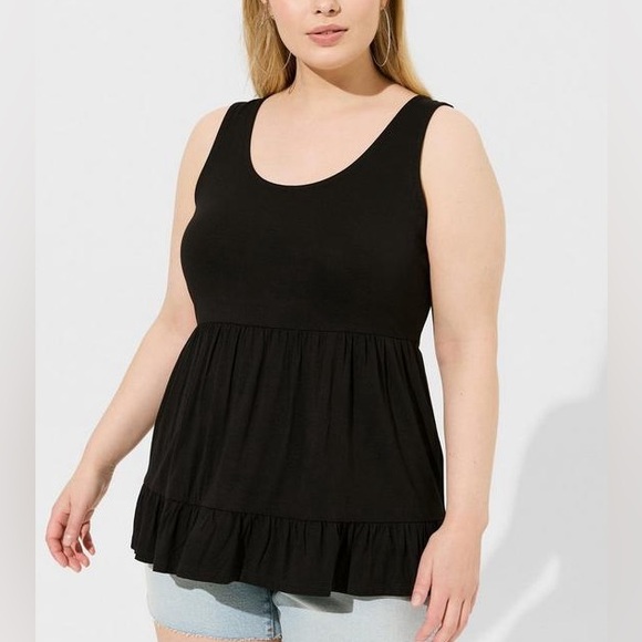 Torrid Black Lace-Up Back Tank Top - Picture 2 of 4
